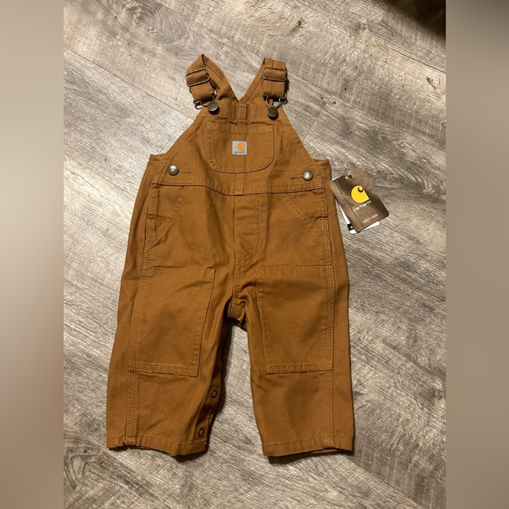 Carhartt Boy Brown Overalls Size 6 months New with Tags